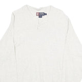 CHAPS Mens White Plain Polo Style Jumper Crew Neck Basic Knit M Cotton Casual