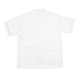 COPACABANA Mens White Shirt L Polyester Blend Embroidered Pattern Short Sleeve