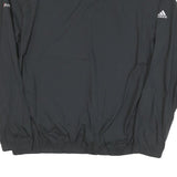 ADIDAS Mens Black Nylon V Neck Athletic Jacket L Plain Sportswear