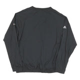 ADIDAS Mens Black Nylon V Neck Athletic Jacket L Plain Sportswear