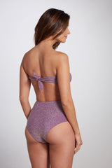 Strapless Bandeau Bikini Top Lurex Lilac