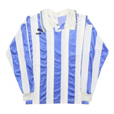 PUMA Boys Blue & White Stripe Football Shirt L Long Sleeve Collared