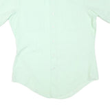 Mens Light Green Plain Shirt M Short Sleeve Button Closure Classic Fit