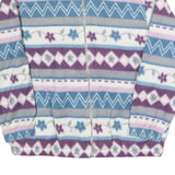 ALFRED DUNNER Womens Purple Blue White Printed Zip Jacket L Polyester Cozy