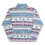 ALFRED DUNNER Womens Purple Blue White Printed Zip Jacket L Polyester Cozy