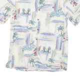 BATICK BAY Mens White Hawaiian Rayon Shirt S Tropical Palm Print Summer