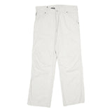 ALCW Mens Cotton White Regular Fit Straight Trousers W34 L30 Casual Zip Closure