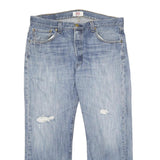 LEVI'S 501 Mens Jeans Blue Classic Straight Denim Light W35 L28 Distressed Raw