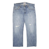 LEVI'S 501 Mens Jeans Blue Classic Straight Denim Light W35 L28 Distressed Raw