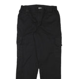 Mens Black Cotton Blend Relaxed Straight Trousers W28 L30 Cargo Pockets Zip