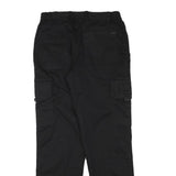 Mens Black Cotton Blend Relaxed Straight Trousers W28 L30 Cargo Pockets Zip