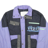 POLAR PATROL Mens Black & Lilac Abstract Nylon Jacket M Zip Casual