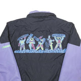 POLAR PATROL Mens Black & Lilac Abstract Nylon Jacket M Zip Casual
