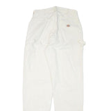 DICKIES Mens Cotton Blend White Relaxed Straight Trousers W30 L34 Workwear Zip