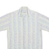 MICHAEL KAUF Mens Blue & Cream Casual Cotton Blend Shirt L Summer Style