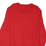 TOMMY HILFIGER Mens Red Cotton Blend Plain V-Neck Basic Knit L Jumper Sweatshirt