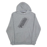 PUMA Mens Grey Pullover Hoodie L Cotton Blend Brand Logo Casual