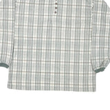 BLUE JEANS Mens White & Green Check Long Sleeve Polo Shirt M Cotton Blend