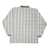 BLUE JEANS Mens White & Green Check Long Sleeve Polo Shirt M Cotton Blend