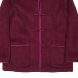 Womens Burgundy Button Jacket M Polyester Blend Plain Elegant Minimalist
