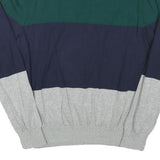TOMMY HILFIGER Mens Green & Navy & Grey Colourblock Pattern Crew Neck Basic Knit