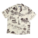 KING KALAKUA Mens Cream Hawaiian Isles Print Cotton Shirt M Short Sleeve Relaxed