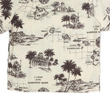 KING KALAKUA Mens Cream Hawaiian Isles Print Cotton Shirt M Short Sleeve Relaxed