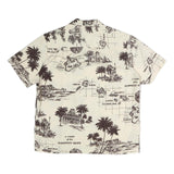 KING KALAKUA Mens Cream Hawaiian Isles Print Cotton Shirt M Short Sleeve Relaxed