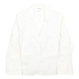 SONIA RYKIEL Womens White Linen Button Jacket S Plain Elegant Classic Tailored