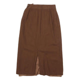 PAULINE Womens Brown Wool Pencil Knee Length Skirt XS Elegant Classic