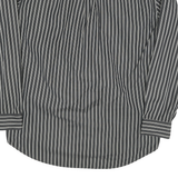 TOMMY HILFIGER Mens Black & Ivory Striped Cotton Blend Shirt XL Casual Formal
