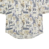 RIGGINS Mens Cream & Beige Abstract Pattern Shirt XL Casual Cotton Blend
