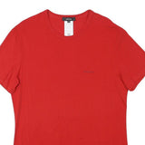 VERSACE Womens Red S Short Sleeve Crew Neck Cotton Blend T-Shirt Logo