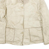GRAFF Womens Cream Jacket M Woven Plain Button Closure Classic Fit Warm