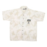 NO BOUNDRIES Mens Beige White Palm Leaf Printed Shirt XL Hawaiian Style
