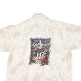NO BOUNDRIES Mens Beige White Palm Leaf Printed Shirt XL Hawaiian Style