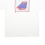 ONEITA Mens White XL Graphic T-Shirt Short Sleeve Crew Neck Cotton Casual