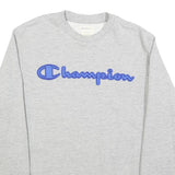 CHAMPION Mens Grey Sweatshirt Crew Neck S Casual Logo Pullover Cotton Blend