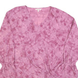 JUICY COUTURE Womens Pink Printed Top Long Sleeve V-Neck Tie Waist L