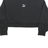 PUMA Womens Black Crew Neck M Cropped Sweatshirt Casual Sportswear