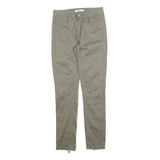 KAREN MILLEN Womens Cotton Blend Slim Taupe Trousers W26 L30 Zipped Ankle