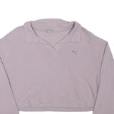 PUMA Womens Lilac Plain Cotton Pullover Crew Neck Jumper M Casual Cropped