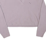PUMA Womens Lilac Plain Cotton Pullover Crew Neck Jumper M Casual Cropped