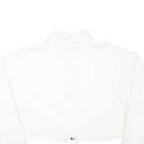ADIDAS Womens White Quarter Zip Sweatshirt L Cropped Cotton Blend 3 Stripe Cuffs