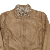 COLDWATER CREEK Womens Beige Faux Shearling Jacket S Polyester Blend Zip Casual