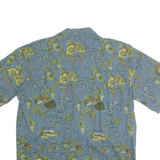 DAVID CAREY Mens Blue Green Map Print Casual Shirt XL Cotton Blend Short Sleeve