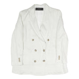 ZARA Womens White Double Breasted Jacket M Polyester Blend Button Closure