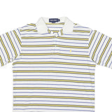 POLO RALPH LAUREN Mens White & Yellow Striped Short Sleeve Polo Shirt L Cotton