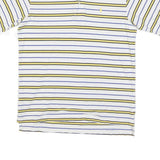 POLO RALPH LAUREN Mens White & Yellow Striped Short Sleeve Polo Shirt L Cotton
