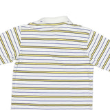 POLO RALPH LAUREN Mens White & Yellow Striped Short Sleeve Polo Shirt L Cotton